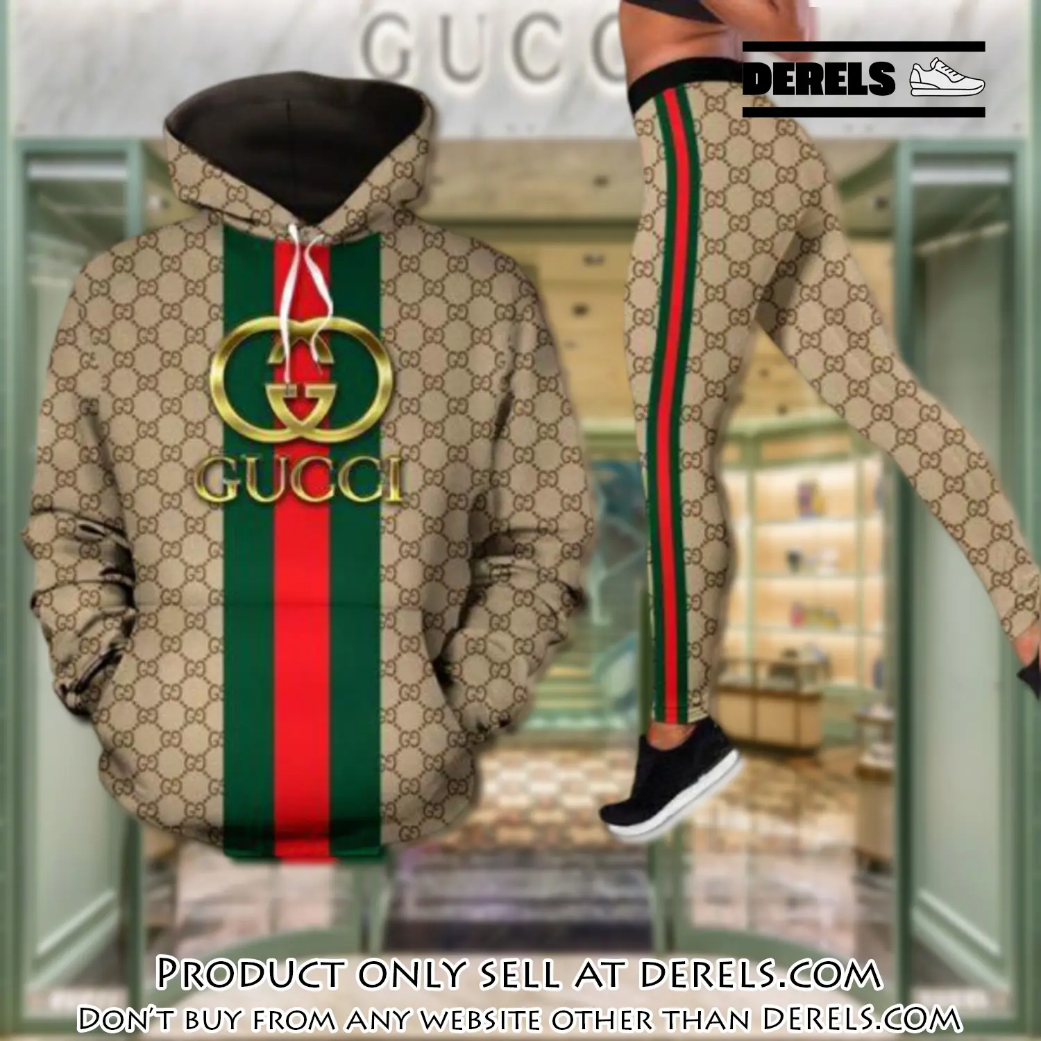 Gucci stripe hoodie legging set luxury for women vv5 dr1954495